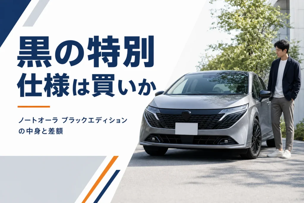 ノートオーラ ブラックエディションの中身と差額を示したアイキャッチ