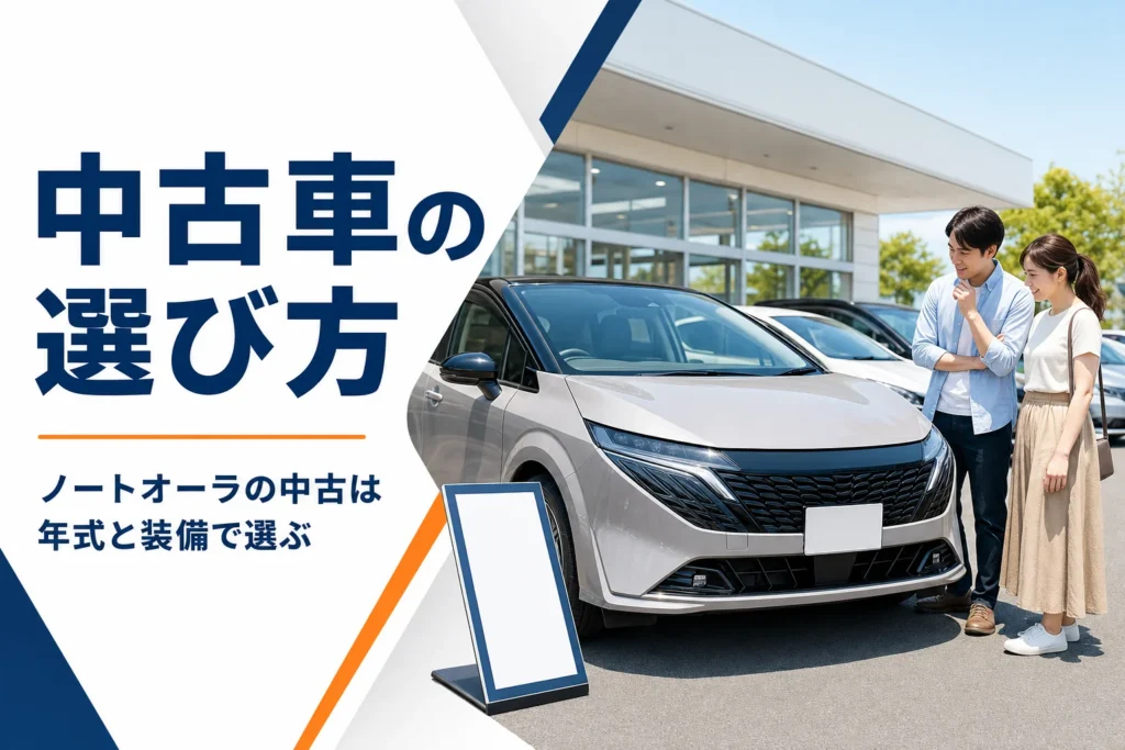 中古車展示場に並ぶコンパクトハッチバックのイメージ