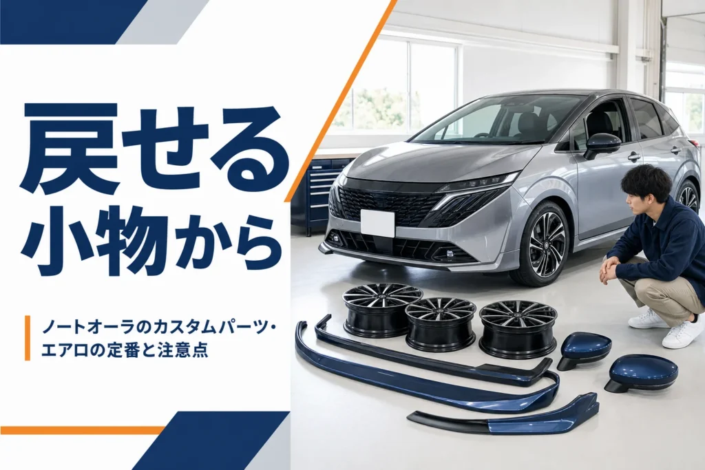 ノートオーラのカスタムパーツの選び方を示したアイキャッチ