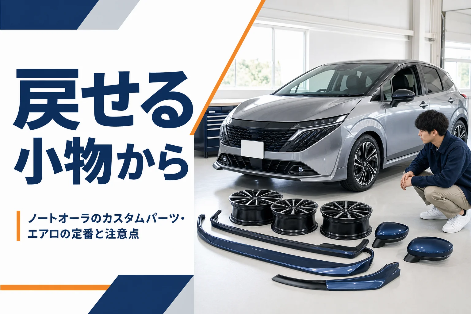 ノートオーラのカスタムパーツの選び方を示したアイキャッチ