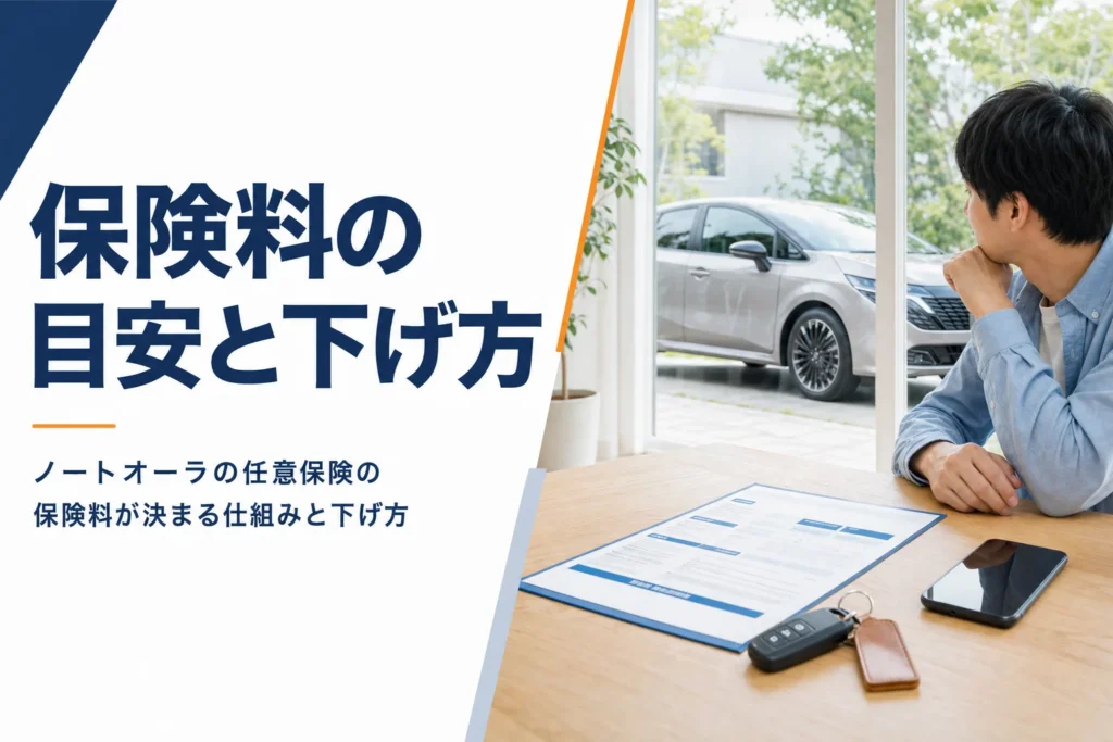 ノートオーラの任意保険の保険料を解説する記事のアイキャッチ