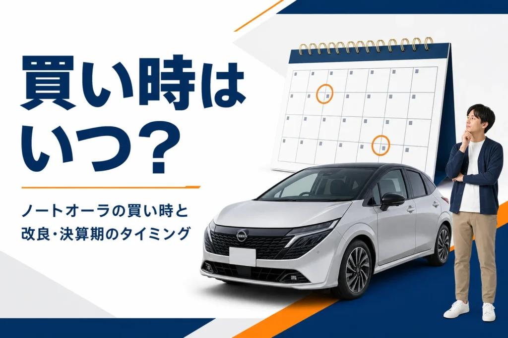 ノートオーラの買い時を改良と決算期で考えるアイキャッチ
