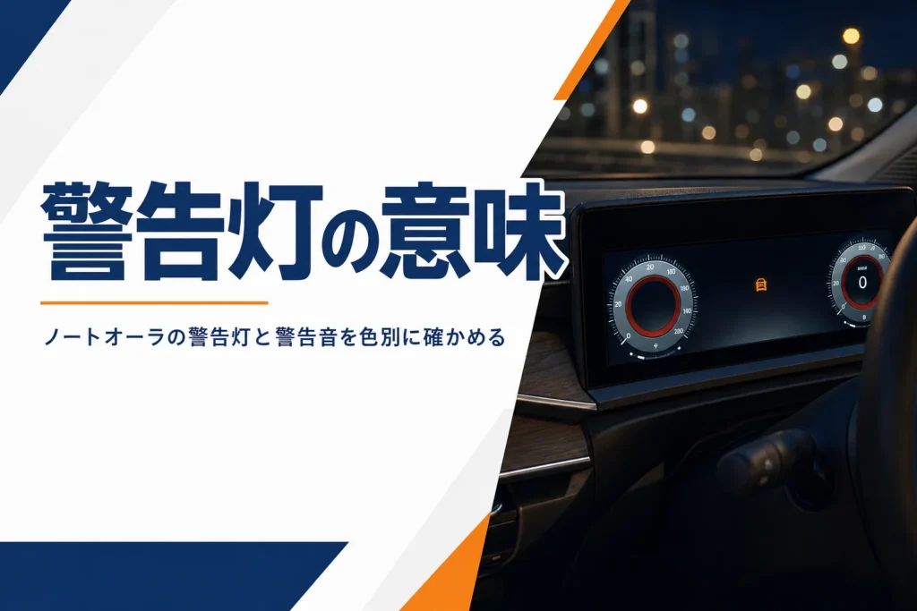 ノートオーラの警告灯と警告音の意味を解説する記事のアイキャッチ
