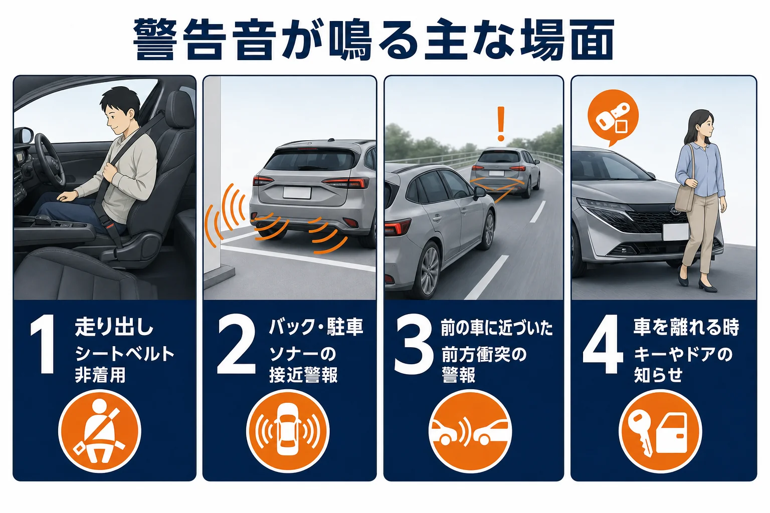 ノートオーラで警告音が鳴る主な場面と理由を示した図解