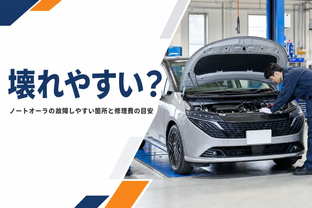 ノートオーラの故障しやすい箇所と修理費を解説する記事のアイキャッチ