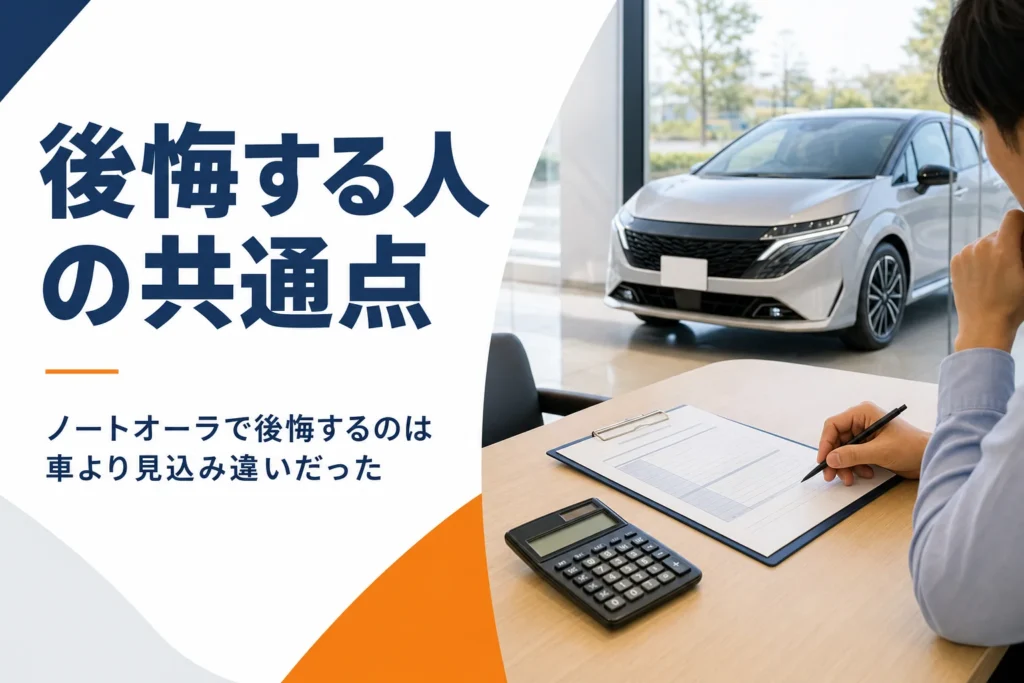 ノートオーラの購入前に見積書を確認している場面のイメージ