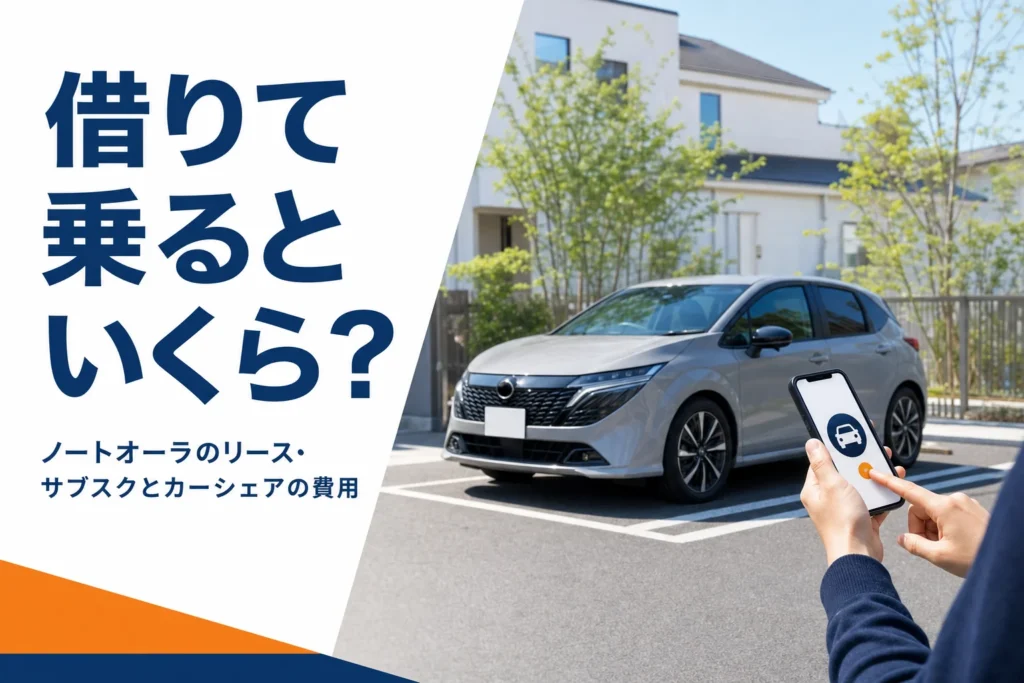 ノートオーラをリースやカーシェアで乗る場合の費用を解説する記事のアイキャッチ