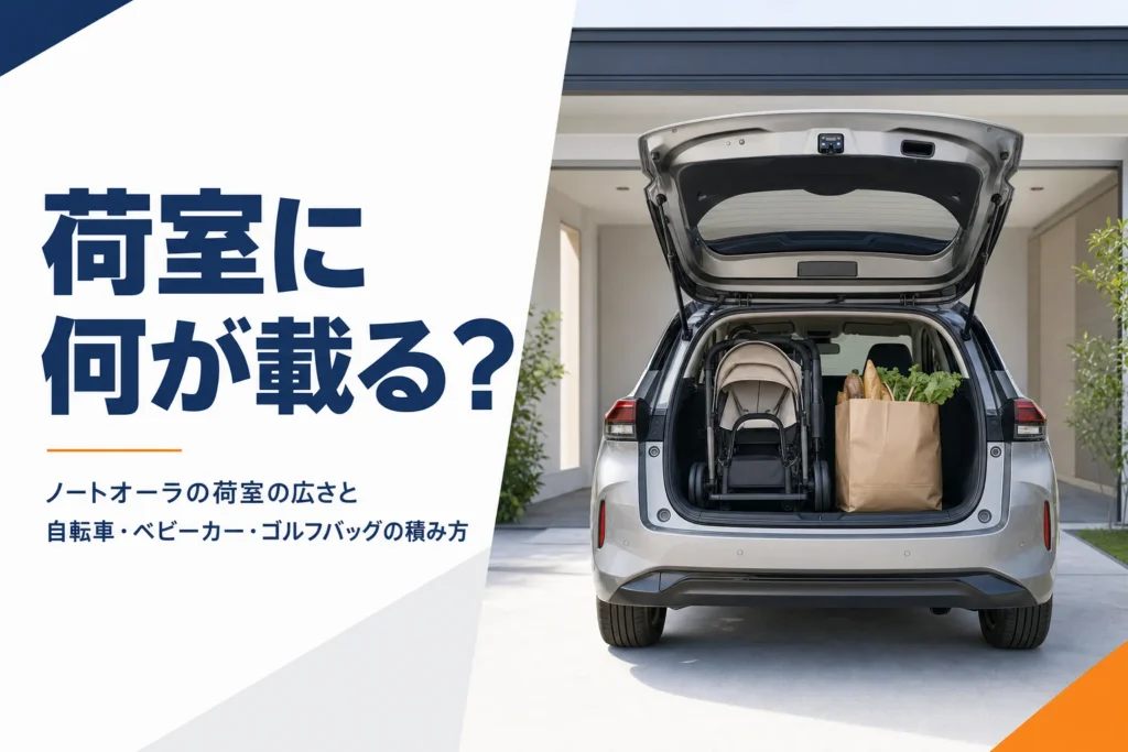 ノートオーラの荷室の広さと積み方を解説する記事のアイキャッチ