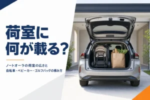 ノートオーラの荷室の広さと積み方を解説する記事のアイキャッチ