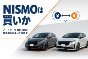 ノートオーラ NISMOと標準車Gの違いを示したアイキャッチ