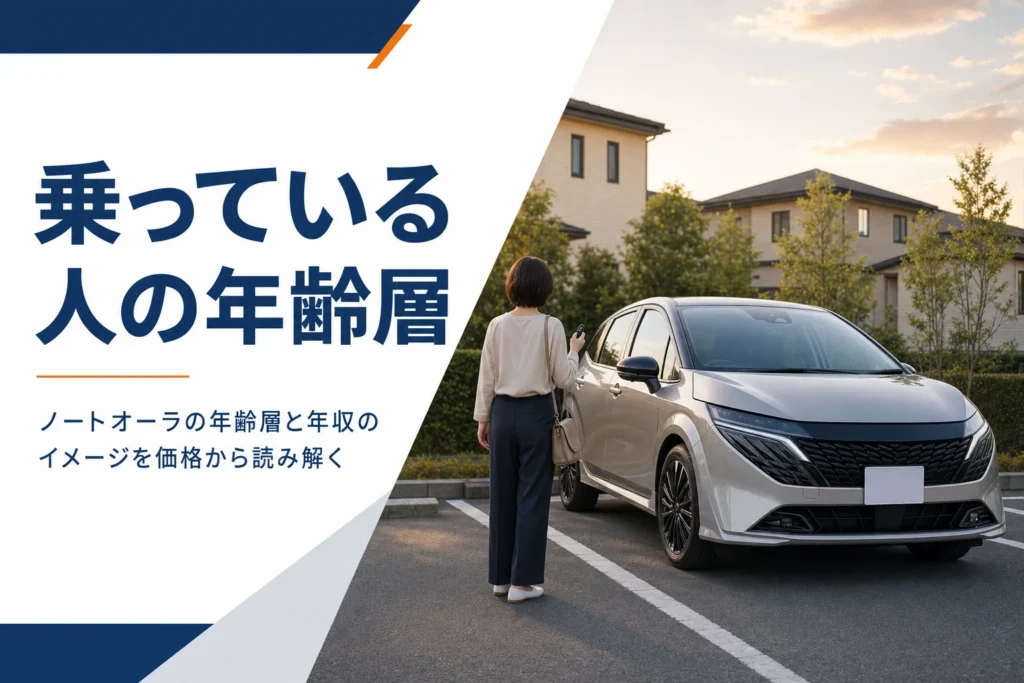 コンパクトカーの横に立つ人物の後ろ姿のイメージ