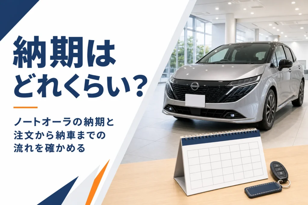 ノートオーラの納期と納車までの流れを解説する記事のアイキャッチ