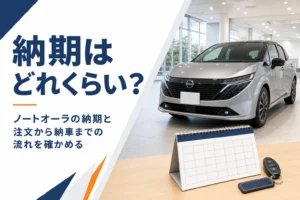 ノートオーラの納期と納車までの流れを解説する記事のアイキャッチ