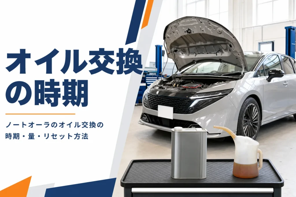 ノートオーラのオイル交換の時期と方法を解説する記事のアイキャッチ