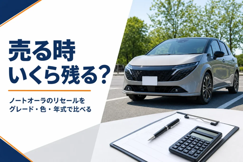 ノートオーラのリセールバリューをグレードや年式で比べる記事のアイキャッチ