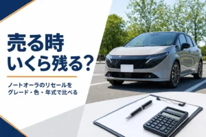 ノートオーラのリセールバリューをグレードや年式で比べる記事のアイキャッチ