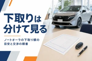 ノートオーラの下取り額の目安と交渉の順番を解説する記事のアイキャッチ