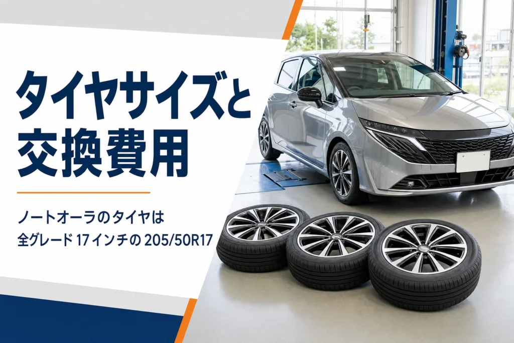 ノートオーラのタイヤサイズと交換費用を解説する記事のアイキャッチ