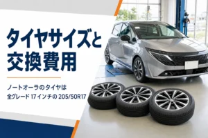 ノートオーラのタイヤサイズと交換費用を解説する記事のアイキャッチ