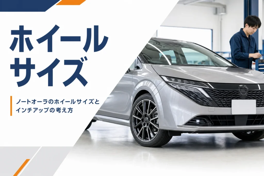 ノートオーラのホイールサイズを解説する記事のアイキャッチ