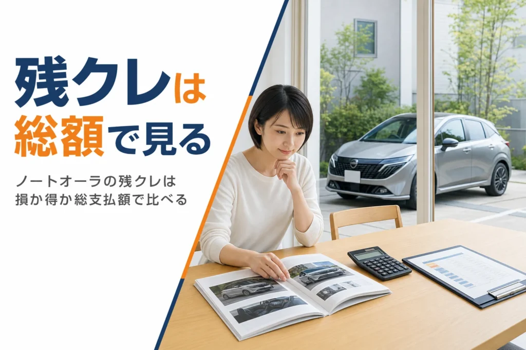ノートオーラの残クレを総支払額で比べる記事のアイキャッチ